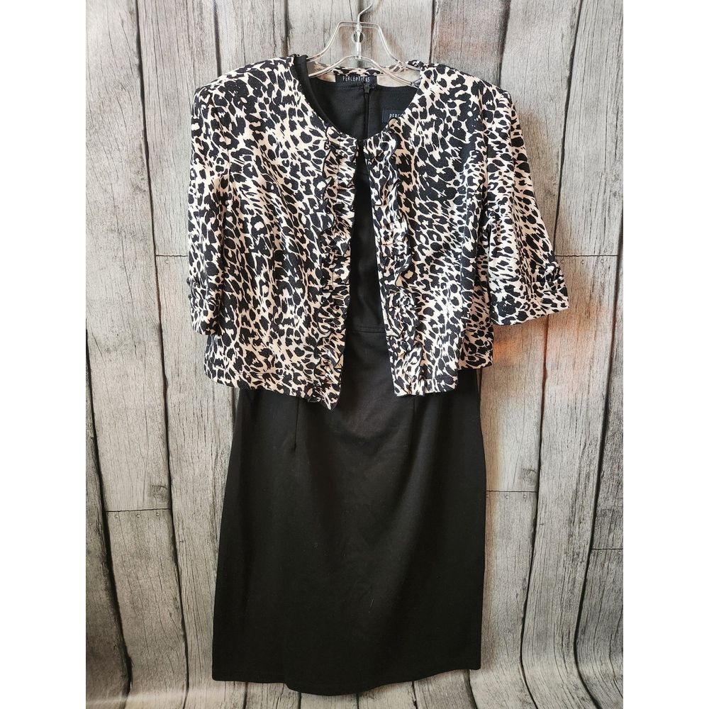 Perceptions Black Sleeveless‎ Dress with Patterned Top